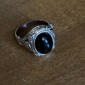 Elegant Silver and Black Ring